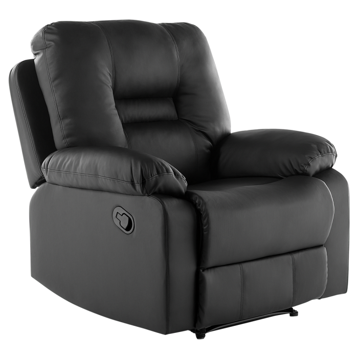 Recliner Armchair BERGEN Retractable Footrest Eco-leather Black [5]