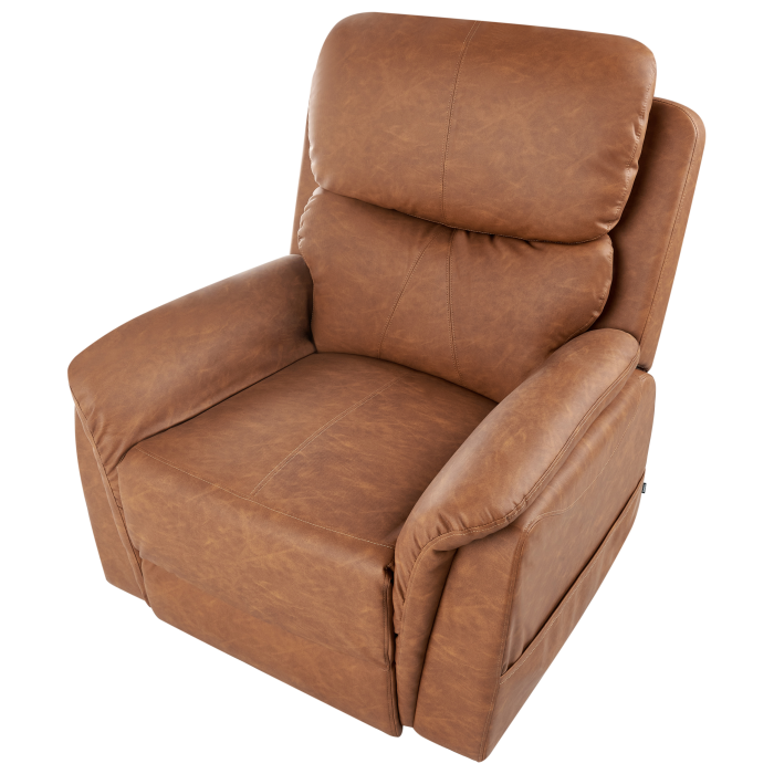 Fotoliu cu recliner electric GLORIE cu funcție de masaj Piele ecologică Maro [6]