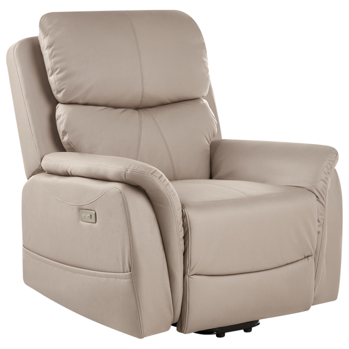 Set of 2 GLORIE electric recliner armchair with massage function Eco-leather Taupe [2]