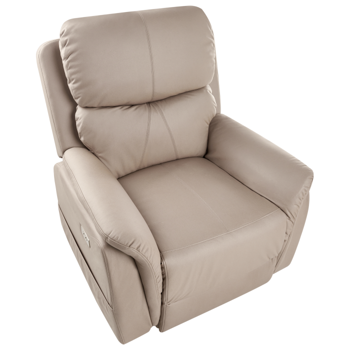 Set of 2 GLORIE electric recliner armchair with massage function Eco-leather Taupe [6]