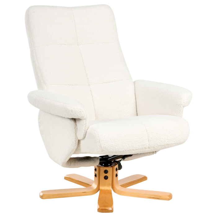 Fotoliu cu recliner EPSE cu taburet Boucle Alb-murdar [5]