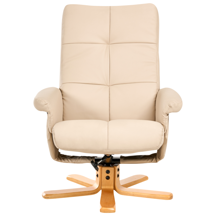 Fotoliu cu recliner EPSE cu taburet Piele ecologică Bej [6]