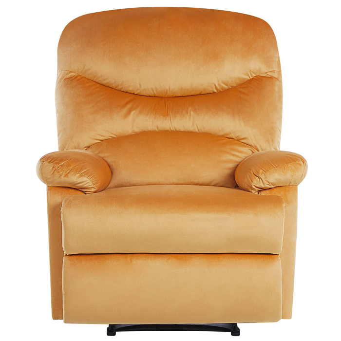 ESLOV Recliner Armchair Retractable Footrest Velvet Mustard Yellow [4]