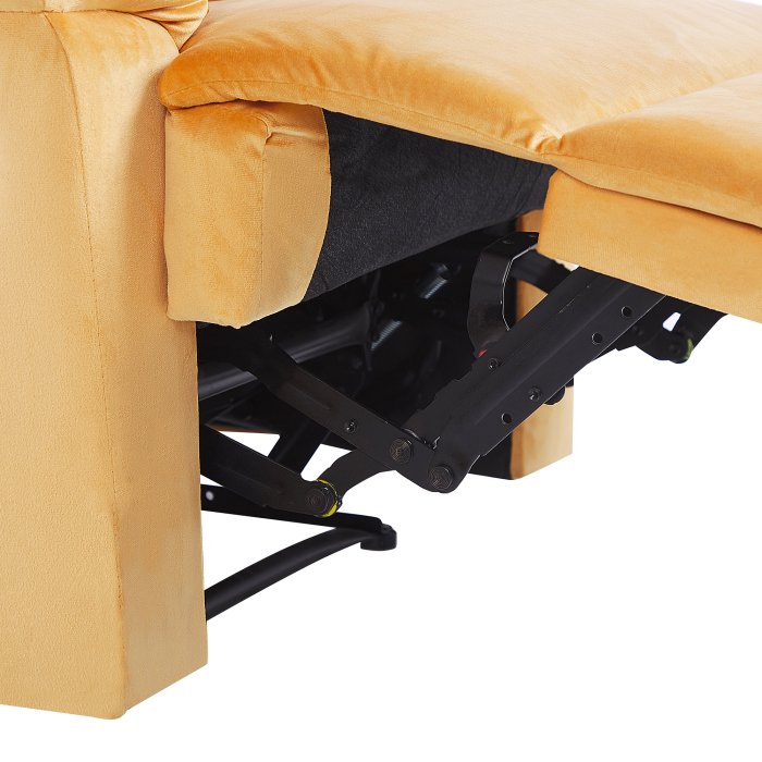 ESLOV Recliner Armchair Retractable Footrest Velvet Mustard Yellow [8]