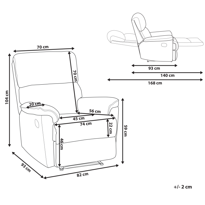 Recliner armchair EVERTON Retractable footrest Light Brown [3]