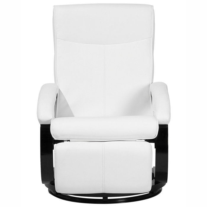 Armchair with recliner MIGHT Retractable footrest Eco-leather White [4]