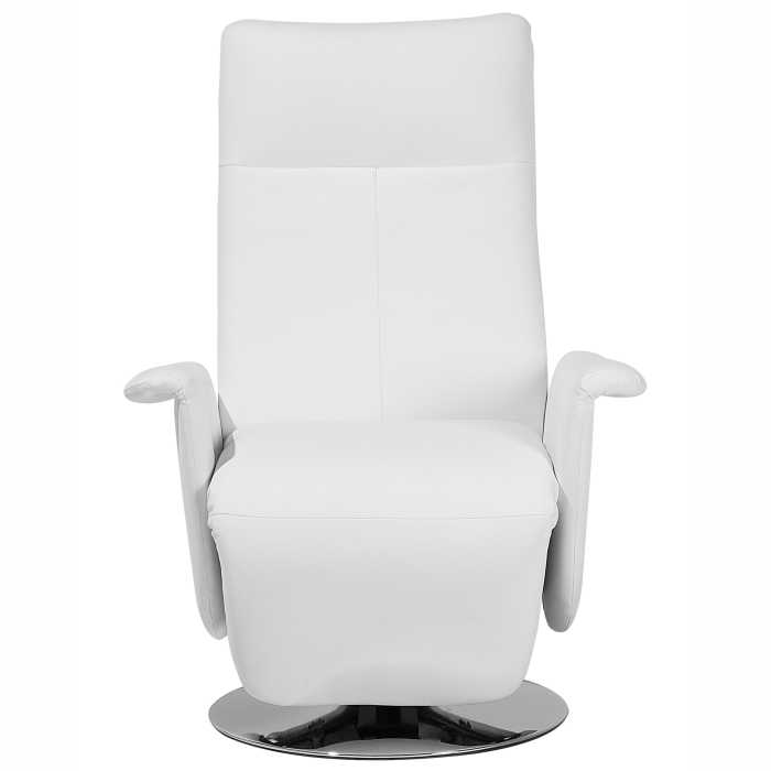 Recliner Armchair PRIME Retractable Footrest Faux Leather White [4]