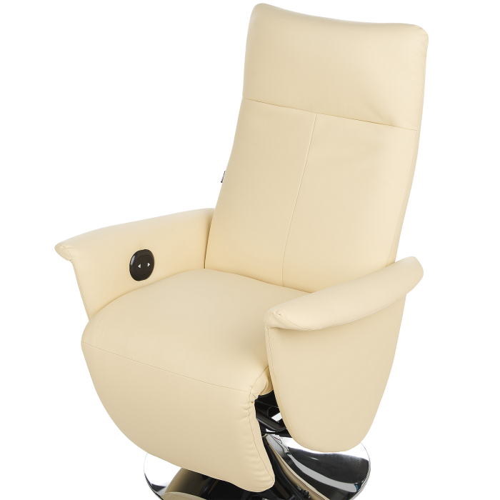 Fotoliu cu recliner PRIME Suport pentru picioare retractabil Piele ecologică Bej deschis [6]