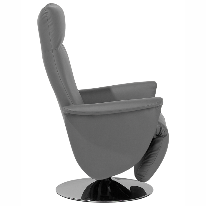 PRIME Recliner Armchair Retractable Footrest Faux Leather Grey [5]