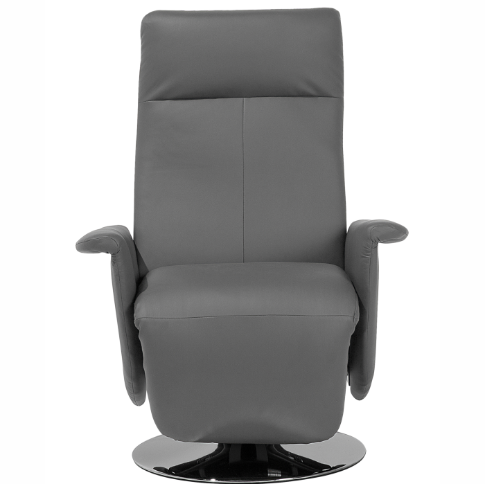 PRIME Recliner Armchair Retractable Footrest Faux Leather Grey [4]