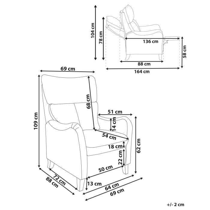 ROYSTON recliner armchair Retractable footrest Grey [3]