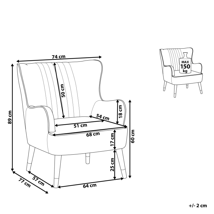 Fotoliu cu spătar înalt VARBERG Catifea Albastru închis [3]