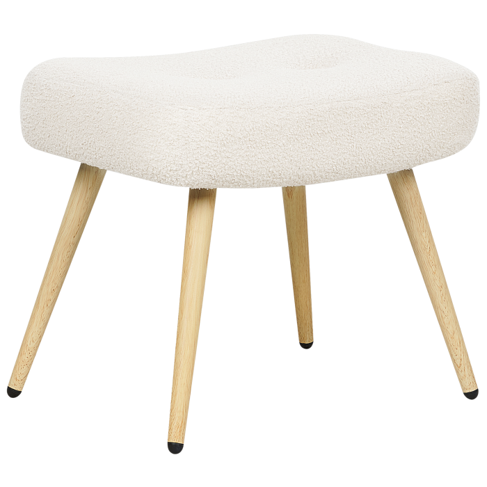 Fotoliu cu spătar înalt VEJLE cu taburet Boucle Alb-murdar [7]