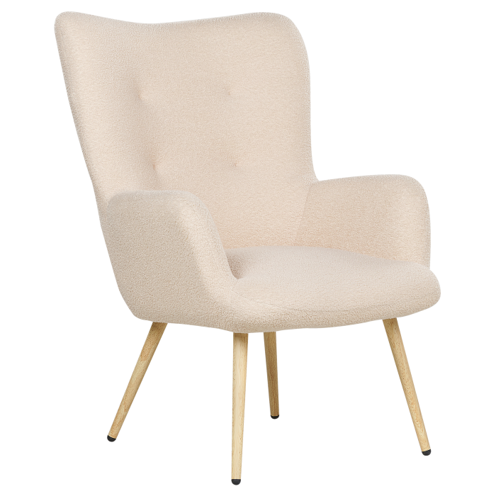 Fotoliu cu spătar înalt VEJLE cu taburet Boucle Bej [4]