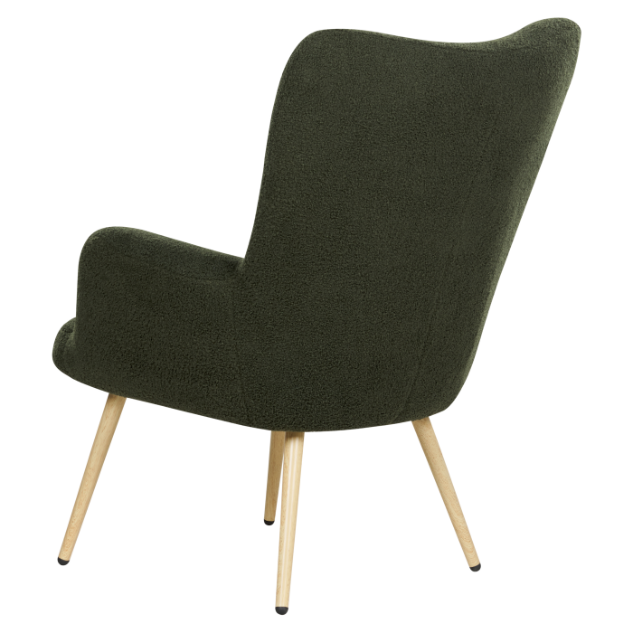 VEJLE High Back Armchair with Boucle Stool Dark Green [6]