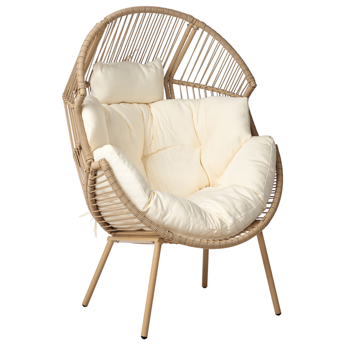 MURANO Beige Synthetic Rattan Garden Armchair with Footrest [4]