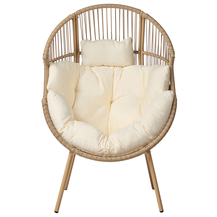 MURANO Beige Synthetic Rattan Garden Armchair with Footrest [5]