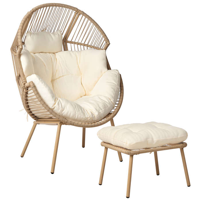 MURANO Beige Synthetic Rattan Garden Armchair with Footrest [2]