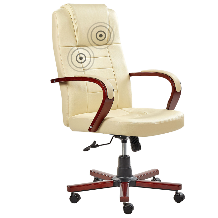 Fotoliu de masaj DIAMOND cu funcție de încălzire Piele naturală Bej [2]