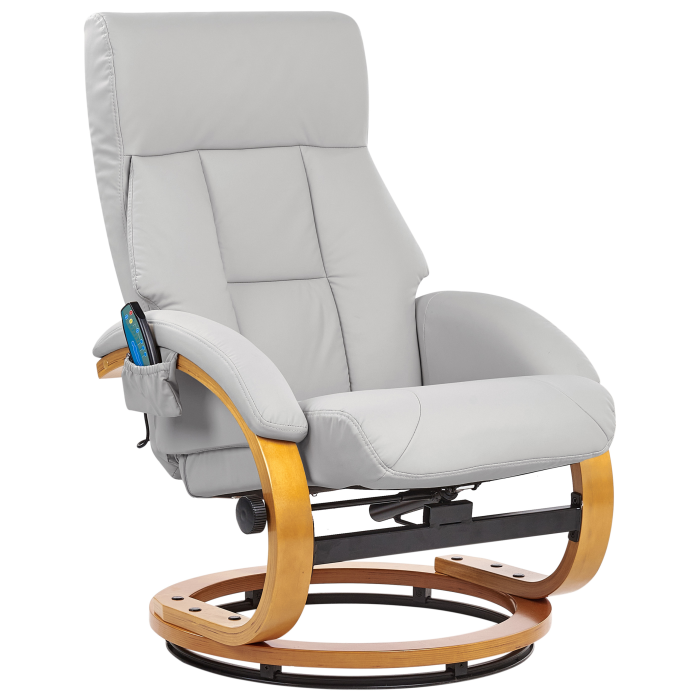 Force Massage Armchair with Stool Eco-Leather Light Grey [6]