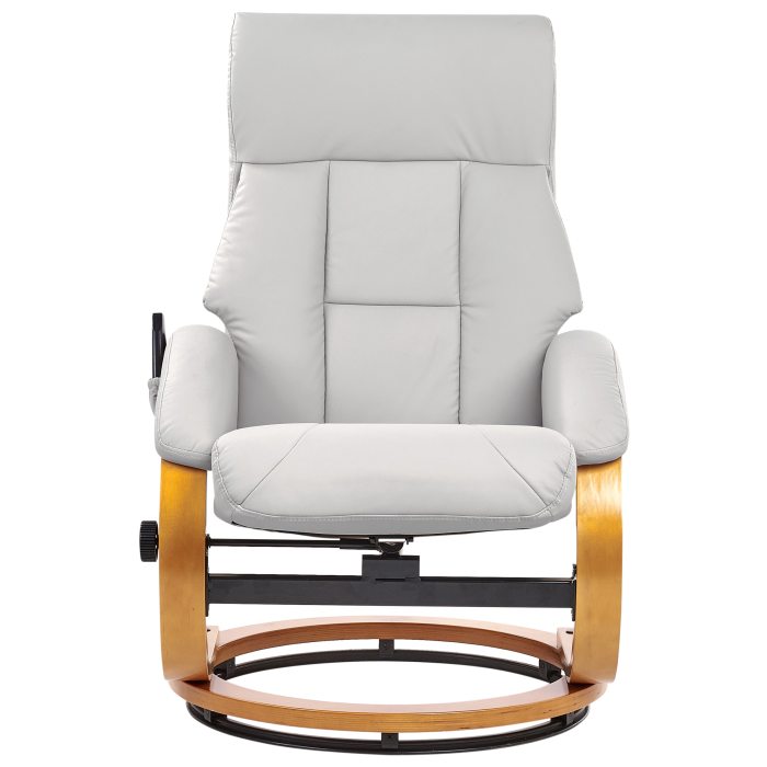 Force Massage Armchair with Stool Eco-Leather Light Grey [4]