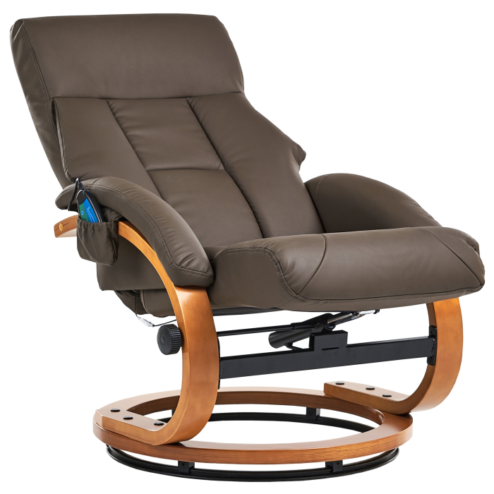 Massage armchair FORCE with stool Eco-leather Dark Brown [5]