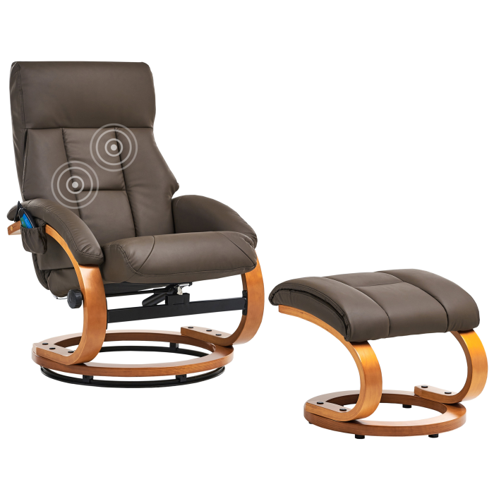 Massage armchair FORCE with stool Eco-leather Dark Brown [2]