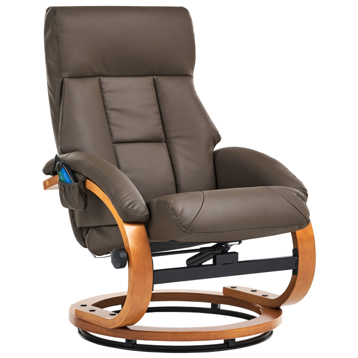 Massage armchair FORCE with stool Eco-leather Dark Brown [4]