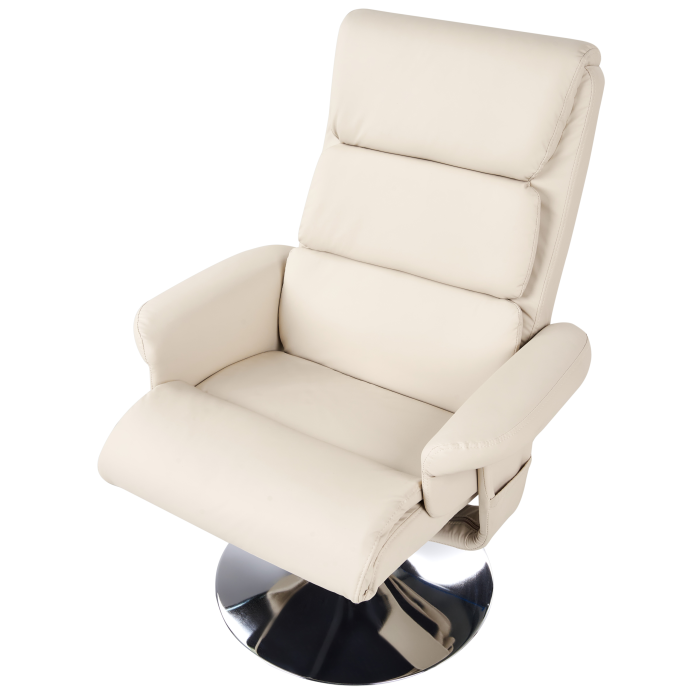 Fotoliu de masaj LEGEND cu taburet Piele ecologică Bej deschis [8]