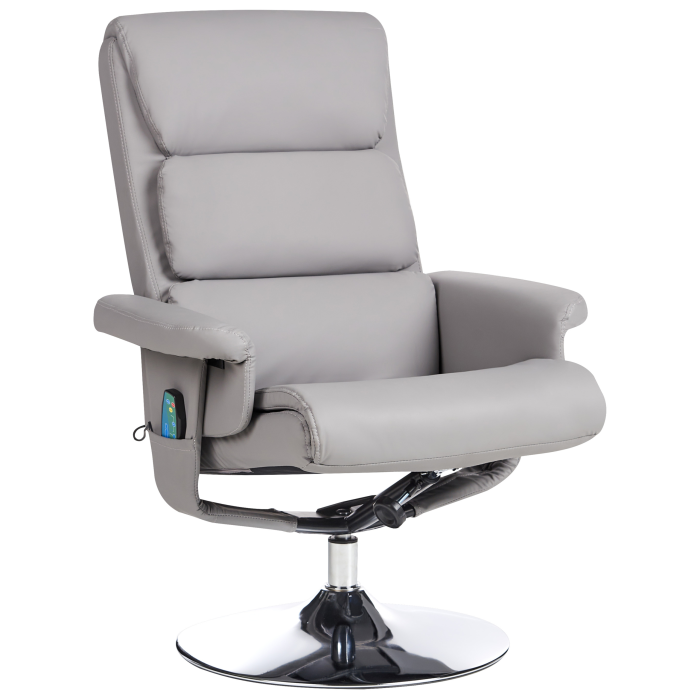 Massage chair LEGEND with stool Eco-leather Grey [4]