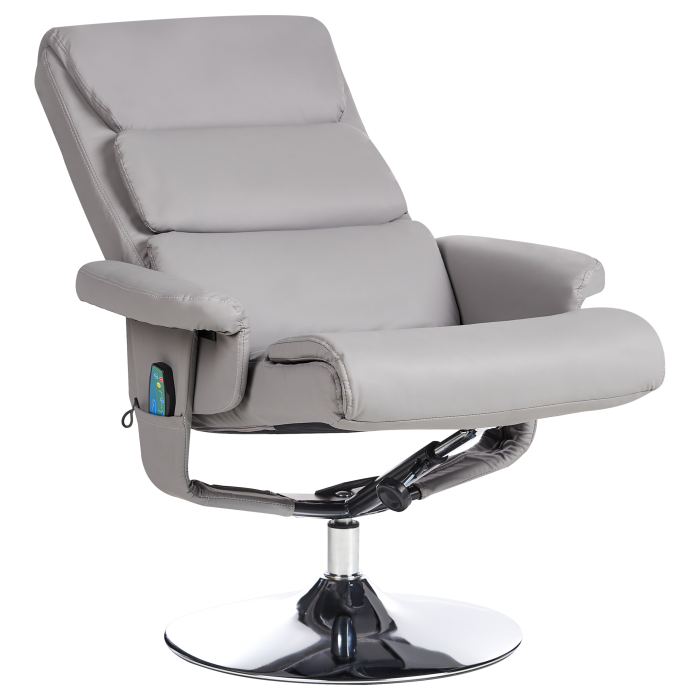 Massage chair LEGEND with stool Eco-leather Grey [5]