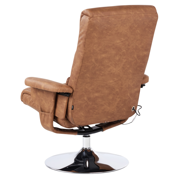Fotoliu de masaj LEGEND cu taburet Piele ecologică Maro [8]
