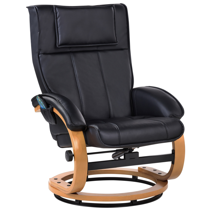 Fotoliu de masaj MAJESTIC cu taburet Piele ecologică Negru [4]