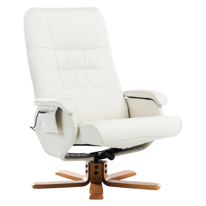 RELAXPRO massage chair with stool Off-white eco-leather [4]