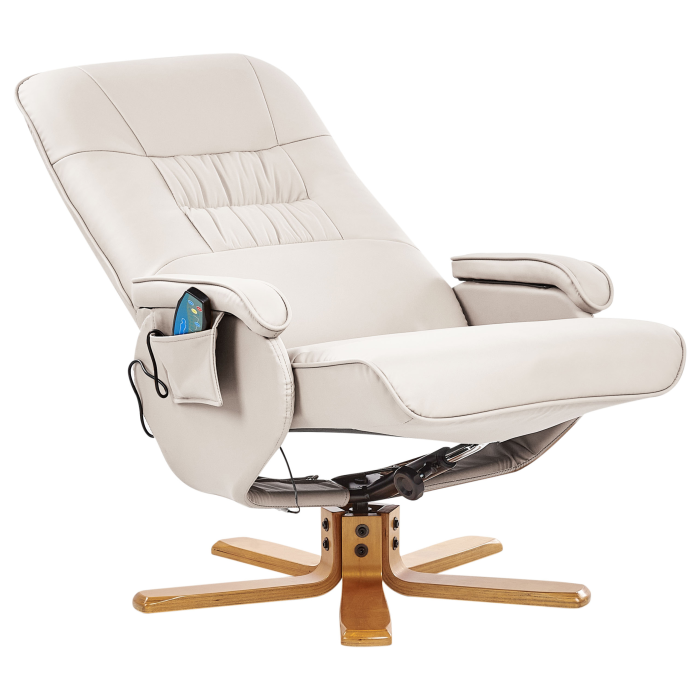 RELAXPRO Massage Chair with Stool Eco-leather Light Beige [6]