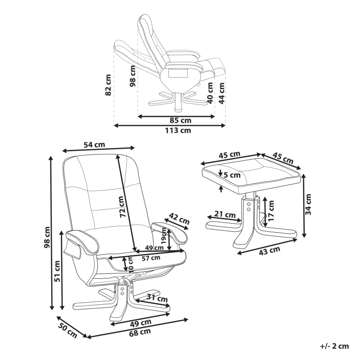 RELAXPRO Massage Chair with Stool Eco-leather Light Beige [3]