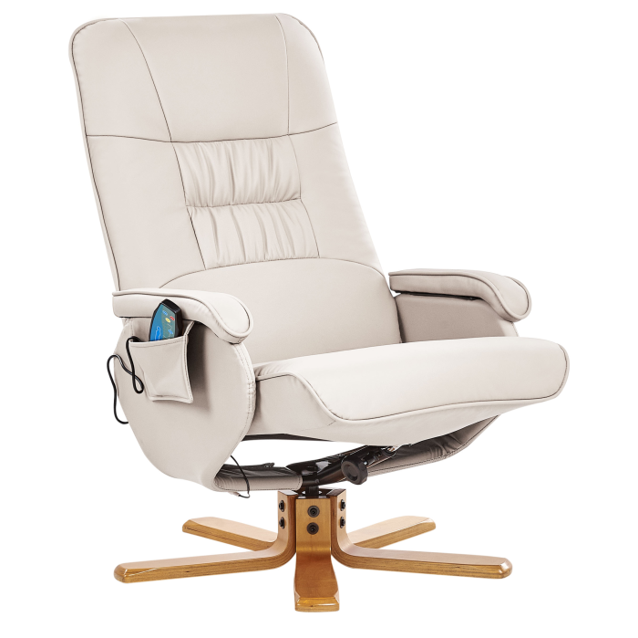 RELAXPRO Massage Chair with Stool Eco-leather Light Beige [5]