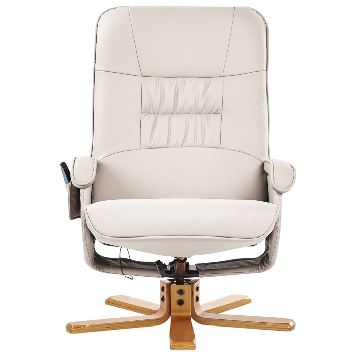 RELAXPRO Massage Chair with Stool Eco-leather Light Beige [7]