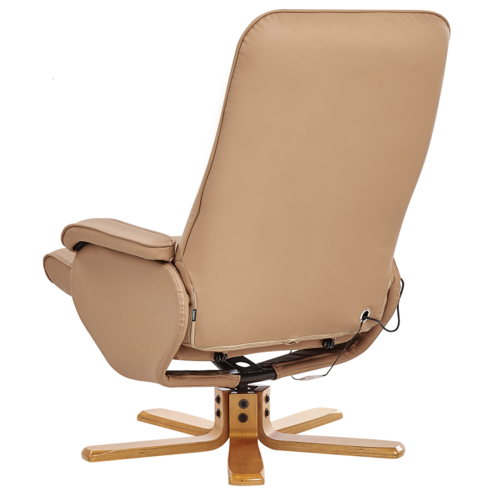 Fotoliu de masaj RELAXPRO cu taburet Piele ecologică Maro deschis [6]