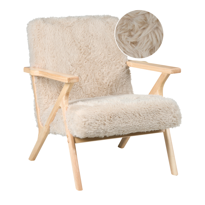 KISA Armchair Artificial Fur Light Beige [2]
