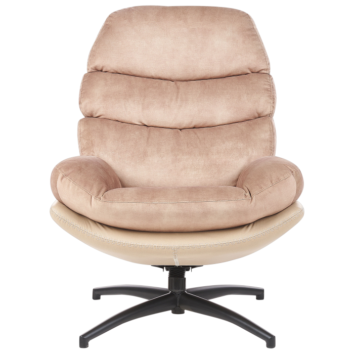 EIDE Swivel Armchair with Stool Sand Velvet [5]
