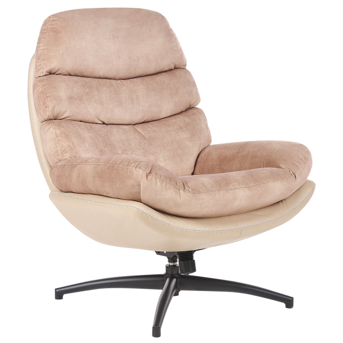 EIDE Swivel Armchair with Stool Sand Velvet [4]