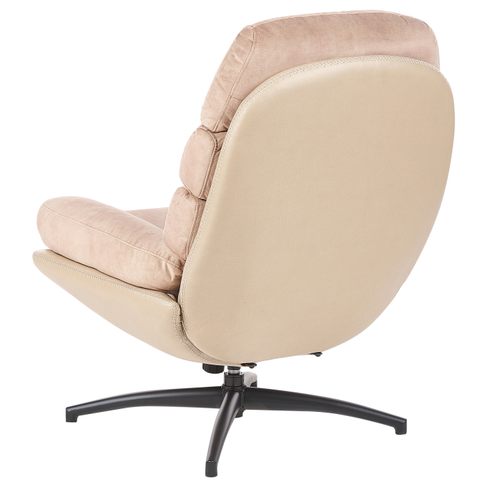 EIDE Swivel Armchair with Stool Sand Velvet [6]