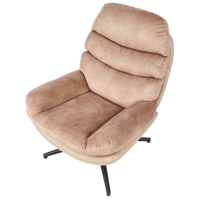 EIDE Swivel Armchair with Stool Sand Velvet [7]