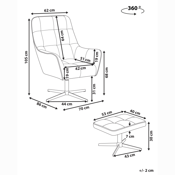 MOLLE II swivel armchair with stool Light Beige [3]