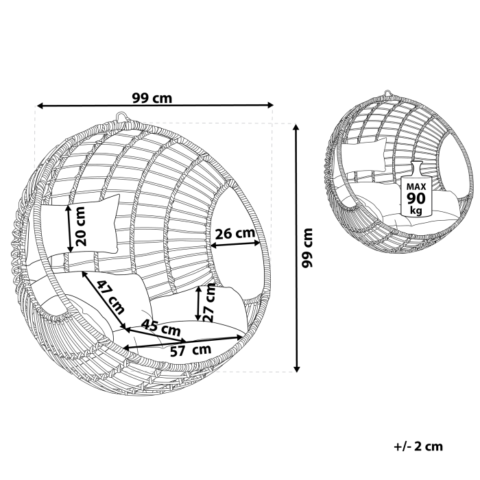 Fotoliu suspendat ASPIO Ratan sintetic Negru [3]