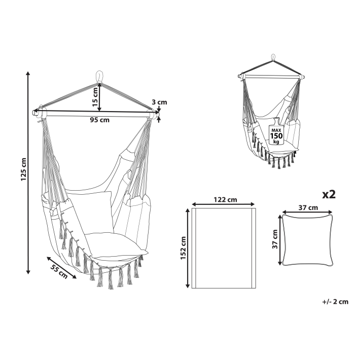 Fotoliu suspendat BONEA Bumbac Gri [3]