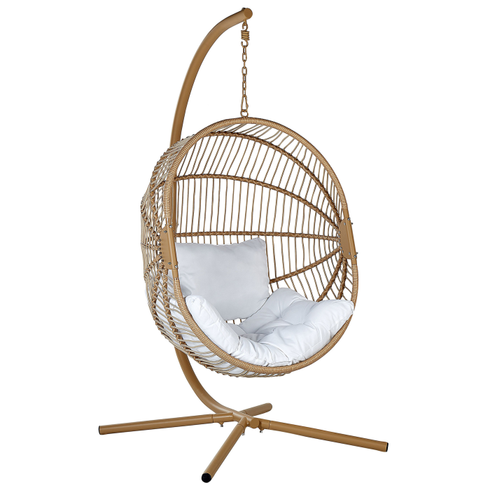 ACRI Hanging Armchair with Stand Synthetic Rattan Beige [2]