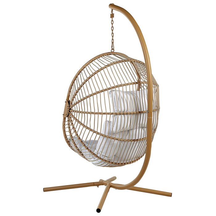 ACRI Hanging Armchair with Stand Synthetic Rattan Beige [5]