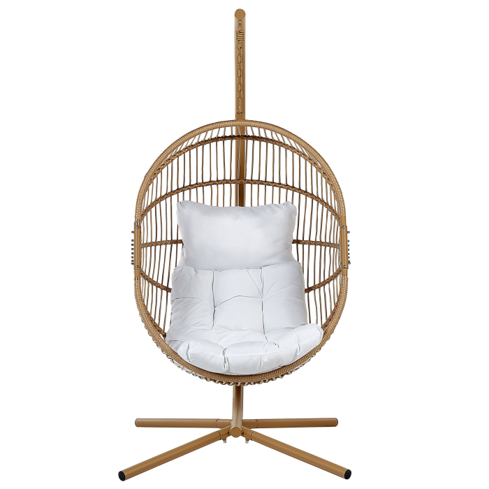 ACRI Hanging Armchair with Stand Synthetic Rattan Beige [4]